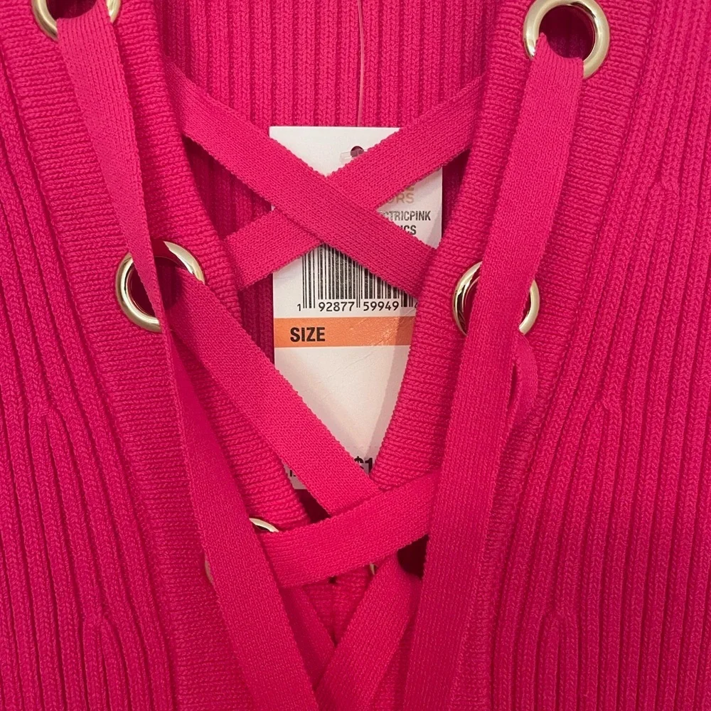NWT Michael Kors Barbiecore Pink Preppy Bodycon Dress Size S.